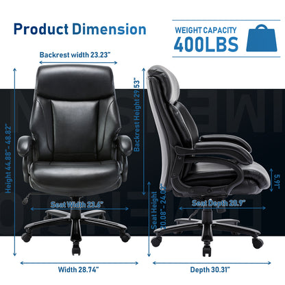 Big & Tall Black Executive Office Chair, 400 lb Listed | Viva
