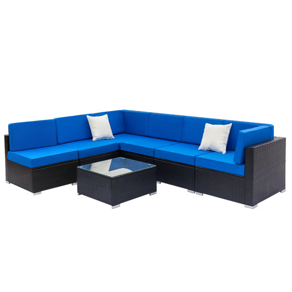 Viva Noir Braided Rattan 7-Piece Patio Ensemble