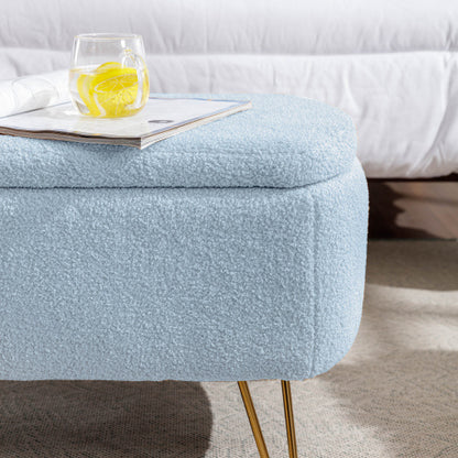 Elegant Blue Bedside Storage Footstool – Smart & Stylish Home Organization