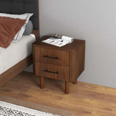 Viva Elite Logan Mid-Century Walnut Nightstand – The Future of Bedside Sophistication