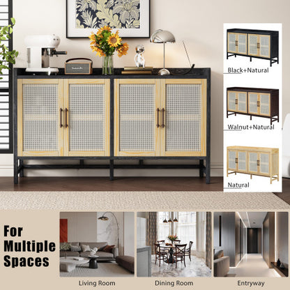 Black & Natural 60-Inch Rattan-Door Sideboard | Viva