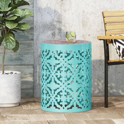 Viva Castana Collection: Viva Castana Teal Mosaic Side Table