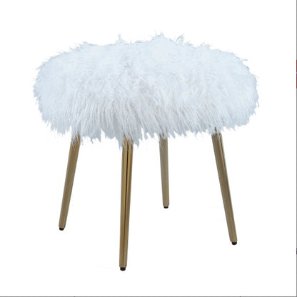 White Ravni Faux-Fur Ottoman with Rose-Gold Legs | Viva