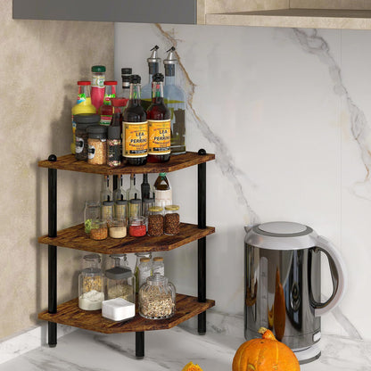 Brown Rustic-Style Corner Shelf | Viva Aster
