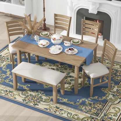 Natural-Finish 6-Piece Dining Set | Viva