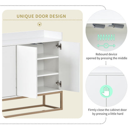 Modern White 4-Door Sideboard with Gold Legs | Viva