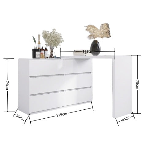 Viva Blanc Étagère 6-Drawer Chest