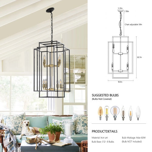 Viva Smart Living Collection: 8‑Lantern Tiered Farmhouse Chandelier