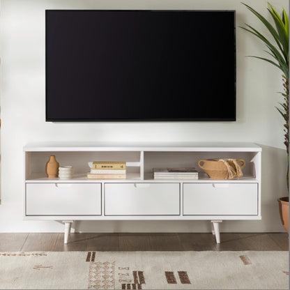 White 3-Drawer Mid-Century TV Console | Viva Étoile