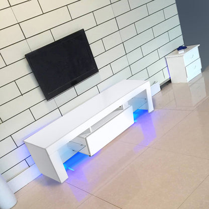 Modern TV Cabinet Unit | Entertainment Stand with LED Strip & Remote Control