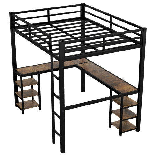 Viva Orion Full XL Metal Loft Bed with Desk & Shelves
