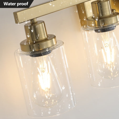 Gold 5-Light Vanity Light with Clear Glass Shade – Modern Bathroom Wall Fixture