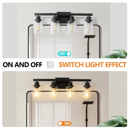 4-Light Farmhouse Bathroom Vanity Wall Sconce - Rustic Industrial Dresser Light Fixture