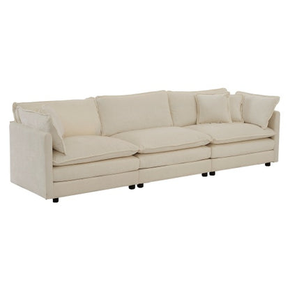 Beige Chenille 3-Seater Sofa with Pillows | Viva Kensington