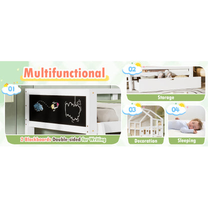 Twin House Bed with Ladder, Drawer & Blackboards | Viva