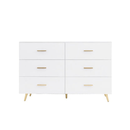 High-Gloss 6-Drawer Dresser with Gold Accents – Modern Luxury Storage Solution
