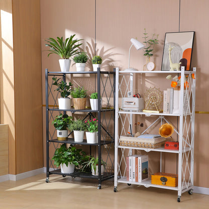 Viva Essentials Collection: 5-Layer White Foldable Metal Storage Rack