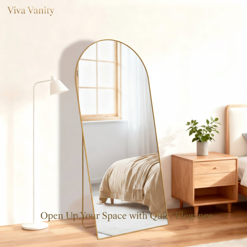 full length floor mirror black & gold 19 21 24 with full-body reflection