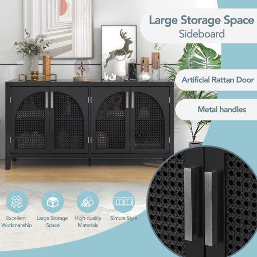 Viva Atelier Palma Large Storage Sideboard with Faux Rattan Doors