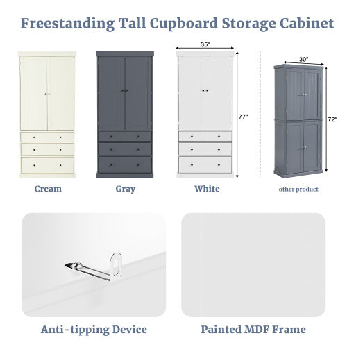 Viva Smart Living Collection: 77" Farmhouse Kitchen Storage Cabinet