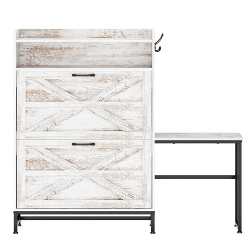 Large Capacity Shoe Cabinet – Elegant White Storage for Entryway & Balcony