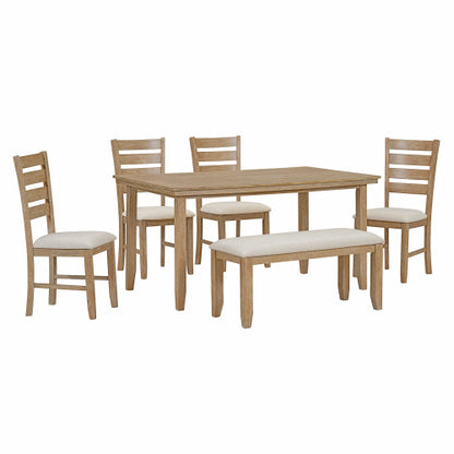 Natural-Finish 6-Piece Dining Set | Viva