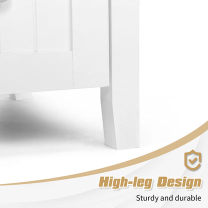 White MDF Painted Double Door Double Drawer With Masking Strip Basin Cabinet 91x46x82cm