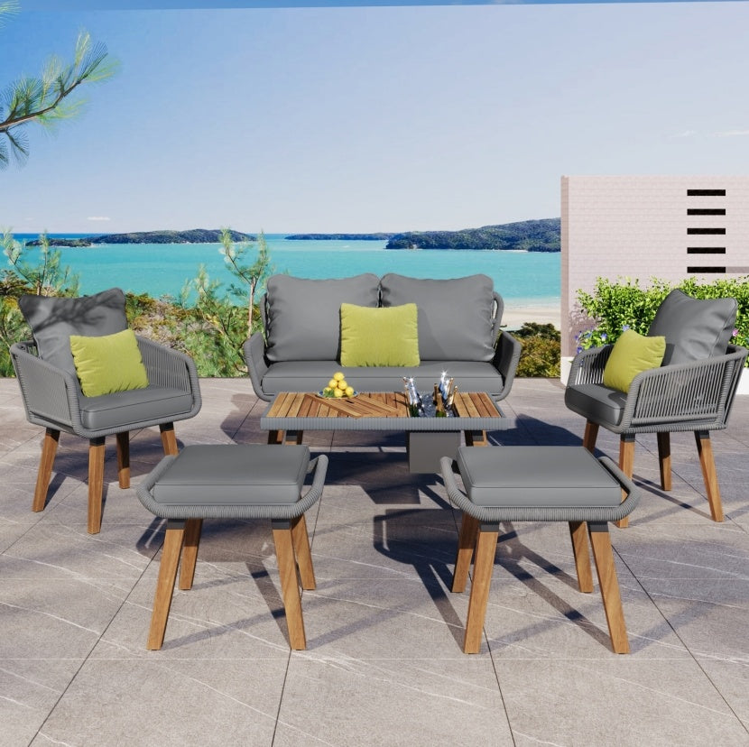 Viva Alfresco Living Collection: Capri Luxe 6-Piece Rope Patio Set