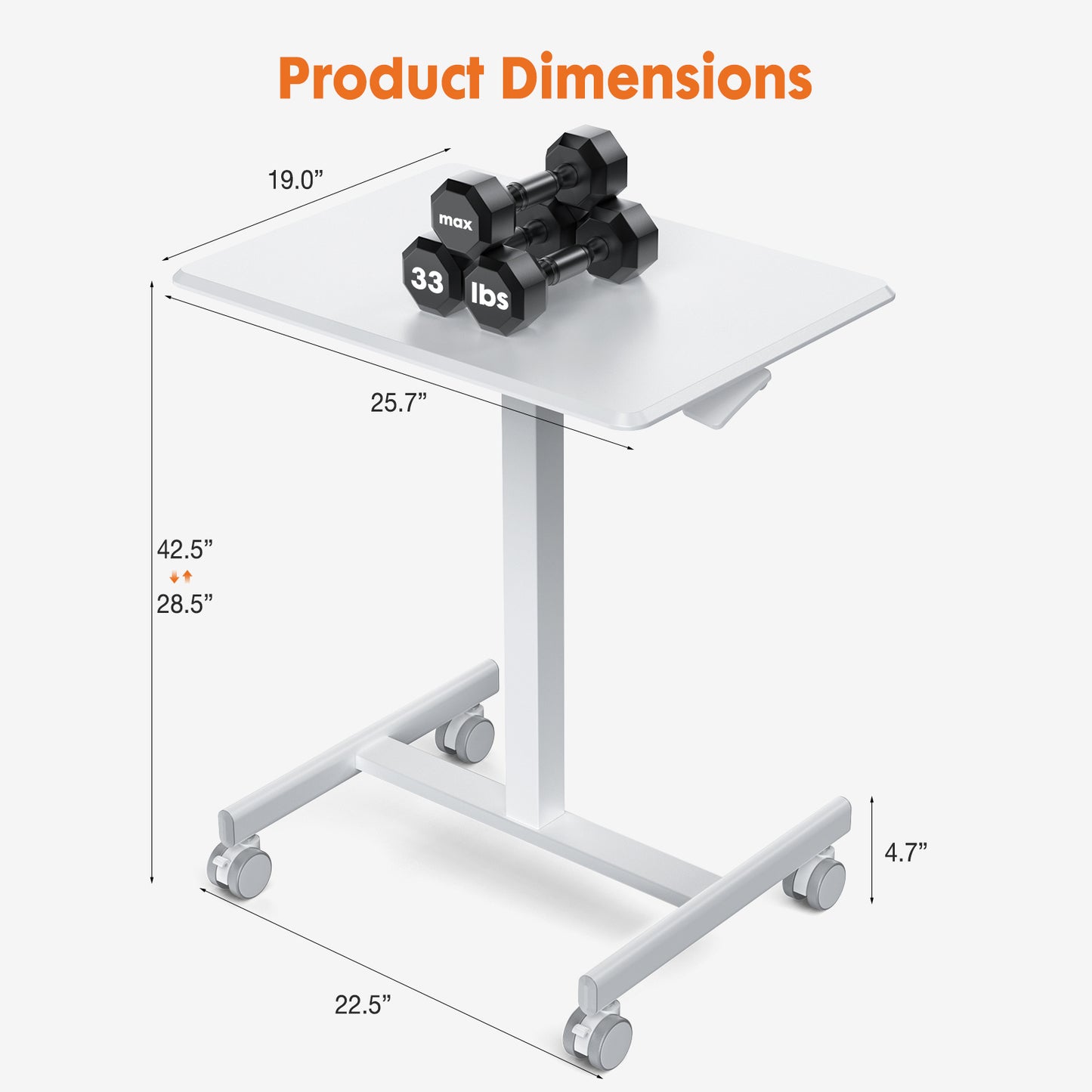 Viva Smart Living Collection: Rolling Adjustable Laptop Cart & Overbed Table