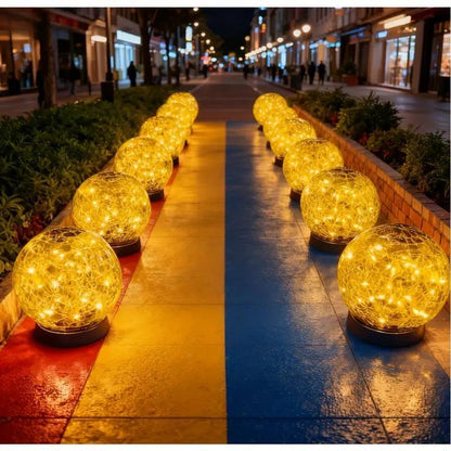 Viva Elite Premium Solar Crackle Glass Ball Light - Artisan Garden Sphere