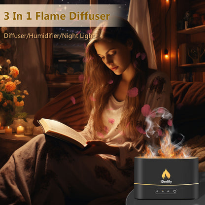 Flame Aroma Diffuser | Stylish Essential Oil Diffuser for Home & Office | Relaxing Aromatherapy & LED Flame Effect