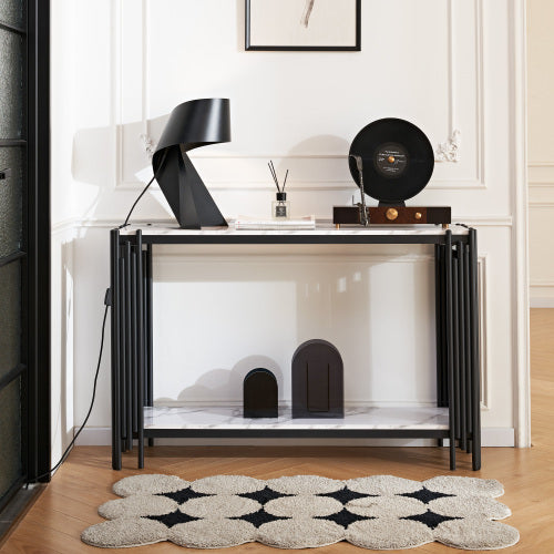 Luxury 2-Tier Marble Side Table – Elegant & Modern Accent for Smart Living