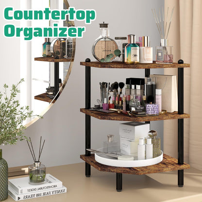 Brown Rustic-Style Corner Shelf | Viva Aster