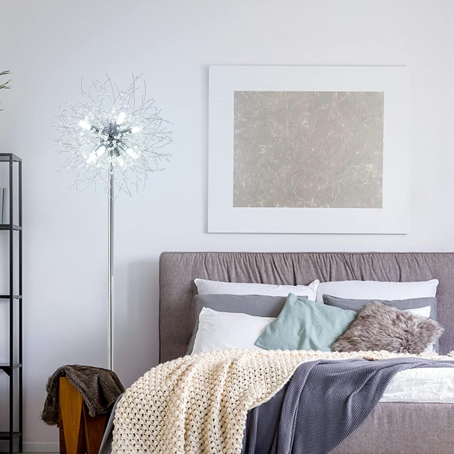 Modern Crystal Floor Lamp - 69-inch Tall Elegant Standing Lamp for Bedroom & Living Room Decor
