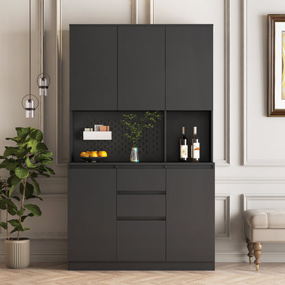 Viva Elite Noir Six-Door Pantry Cabinet – Where Dramatic Storage Meets Kitchen Sophistication