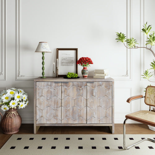 Viva Brielle Farmhouse 3-Door Wood Cabinet