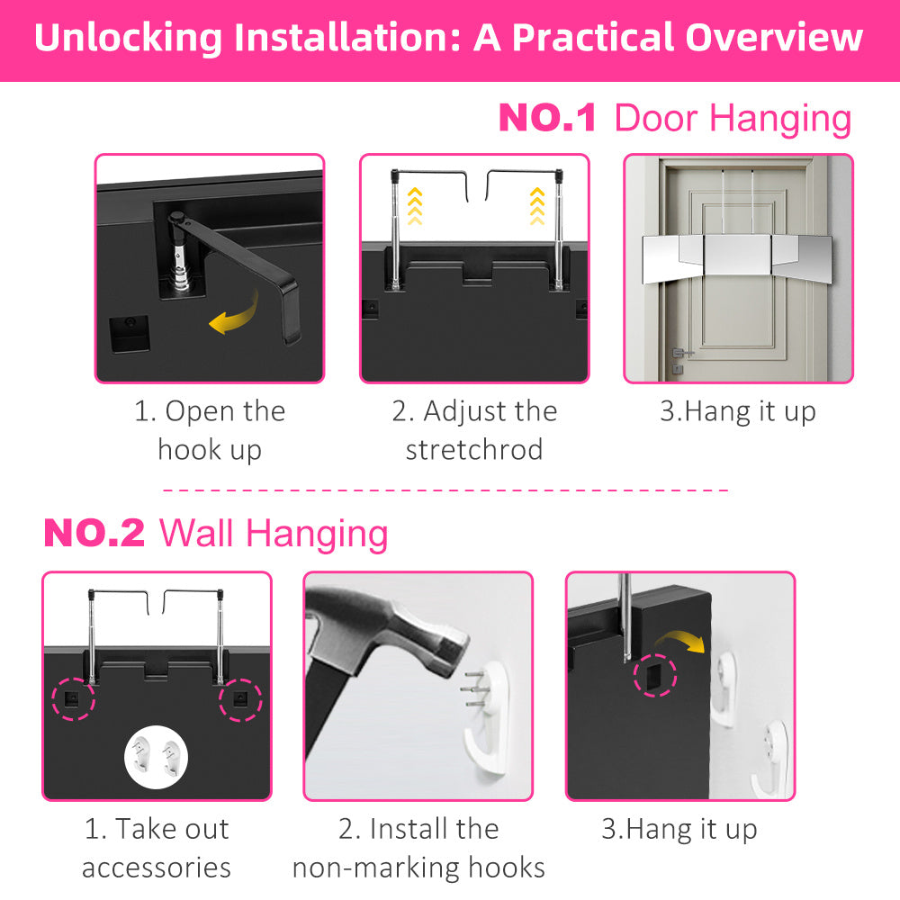 Barber Mirrors with Iron Hooks – Available with or Without Lights