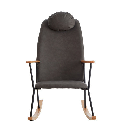 Dark Gray Upholstered Rocking Chair | Viva Cozy Retreat