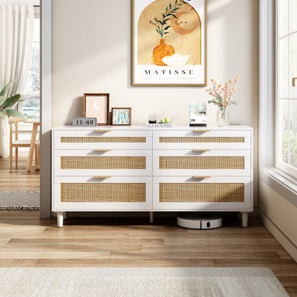 Viva Elite Rattan 6-Drawer Dresser – Where Natural Texture Meets Modern Function