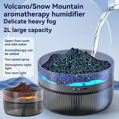 2-Color LED Volcano Flame Light Humidifier – 2L Large Capacity Aromatherapy Diffuser