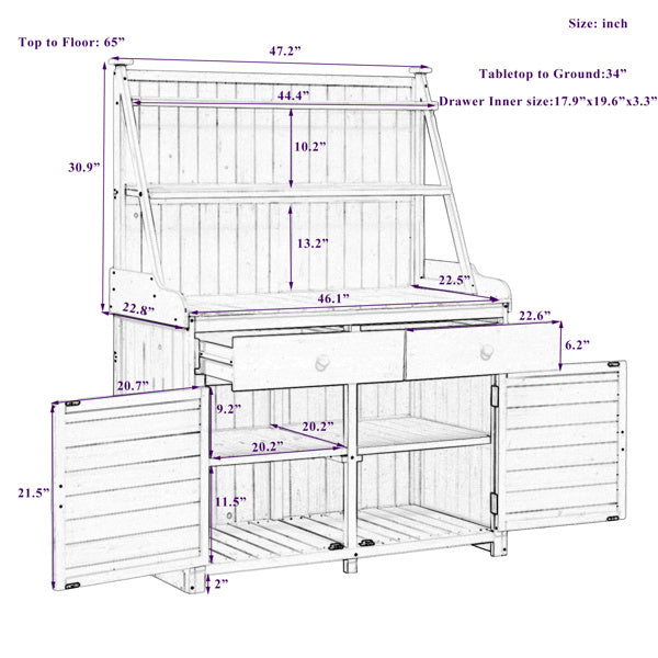he Ultimate 65-Inch Cedar Garden Workbench with Storage - A Gardener’s Dream!