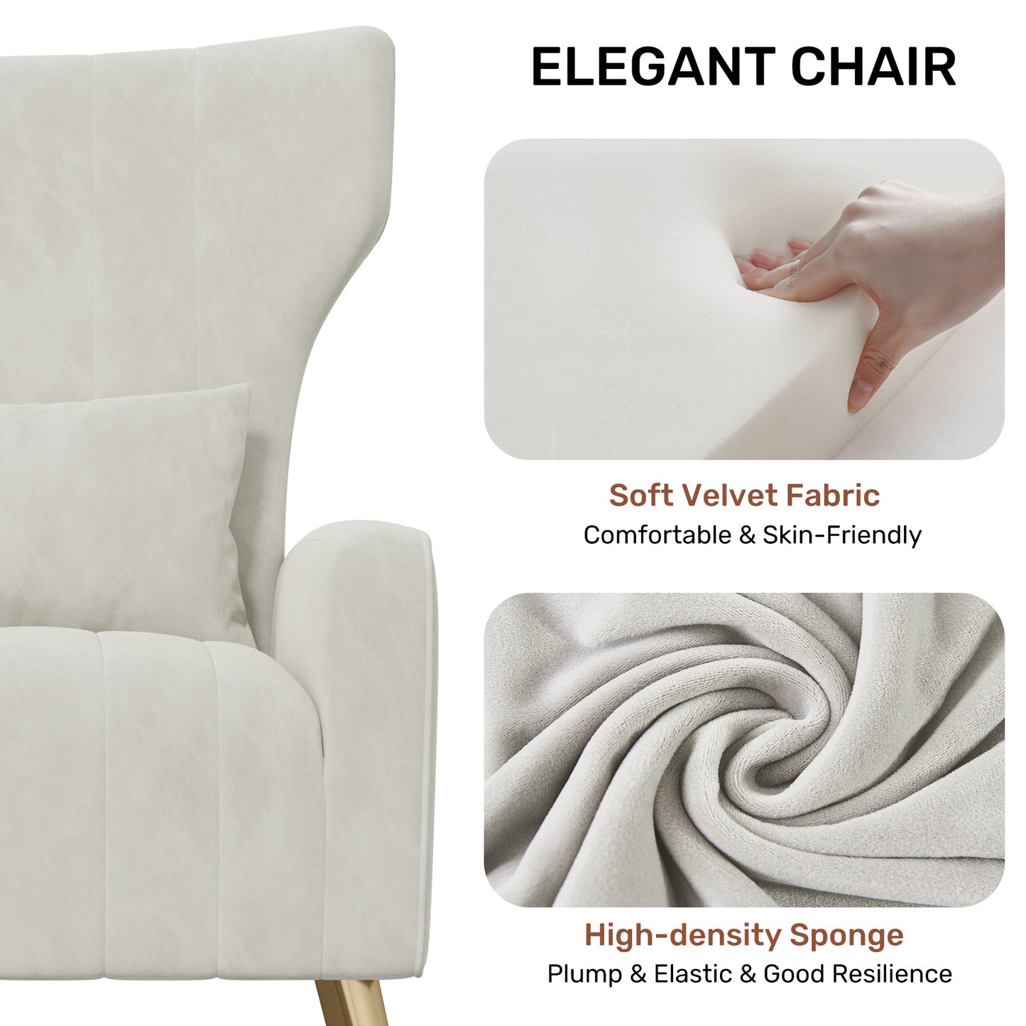 Viva Élan Collection: The Élan Aurore Velvet Wingback Accent Chair