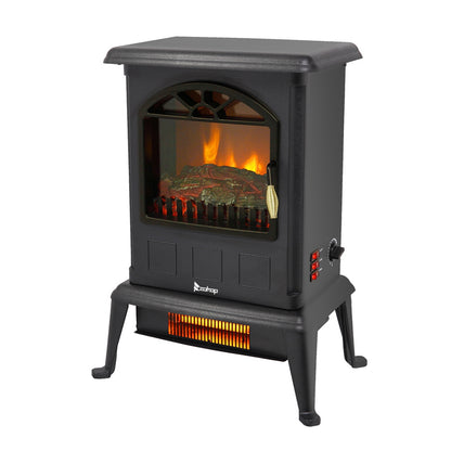 HT1108 1500W Vertical Fireplace | Modern Electric Heater with Realistic Firewood Effect