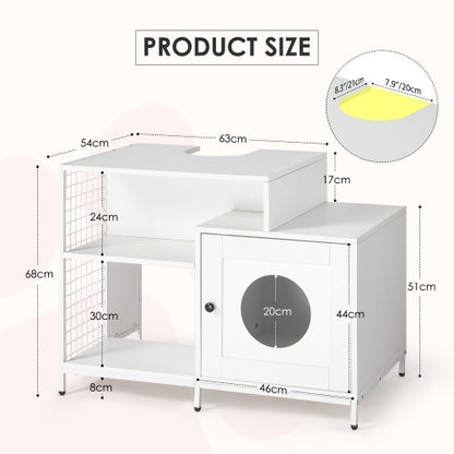 White Hidden Cat Litter Box Enclosure with Divider | Viva Haven
