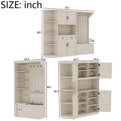 Viva Entry Essentials Collection: Modular 2-in-1 Hall Tree Cabinet