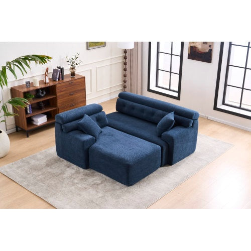 Viva Atelier Lyric White Chenille Compression Sofa with Chaise