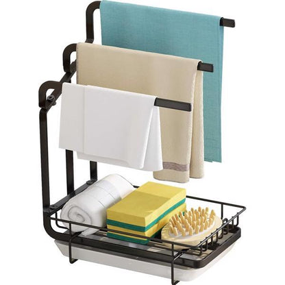 Black Sink Sponge & Soap Caddy with Drain Tray | Viva AquaSink