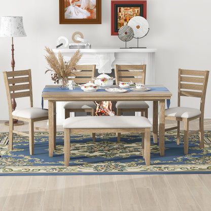 Natural-Finish 6-Piece Dining Set | Viva