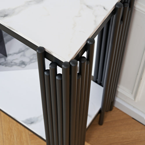 Luxury 2-Tier Marble Side Table – Elegant & Modern Accent for Smart Living