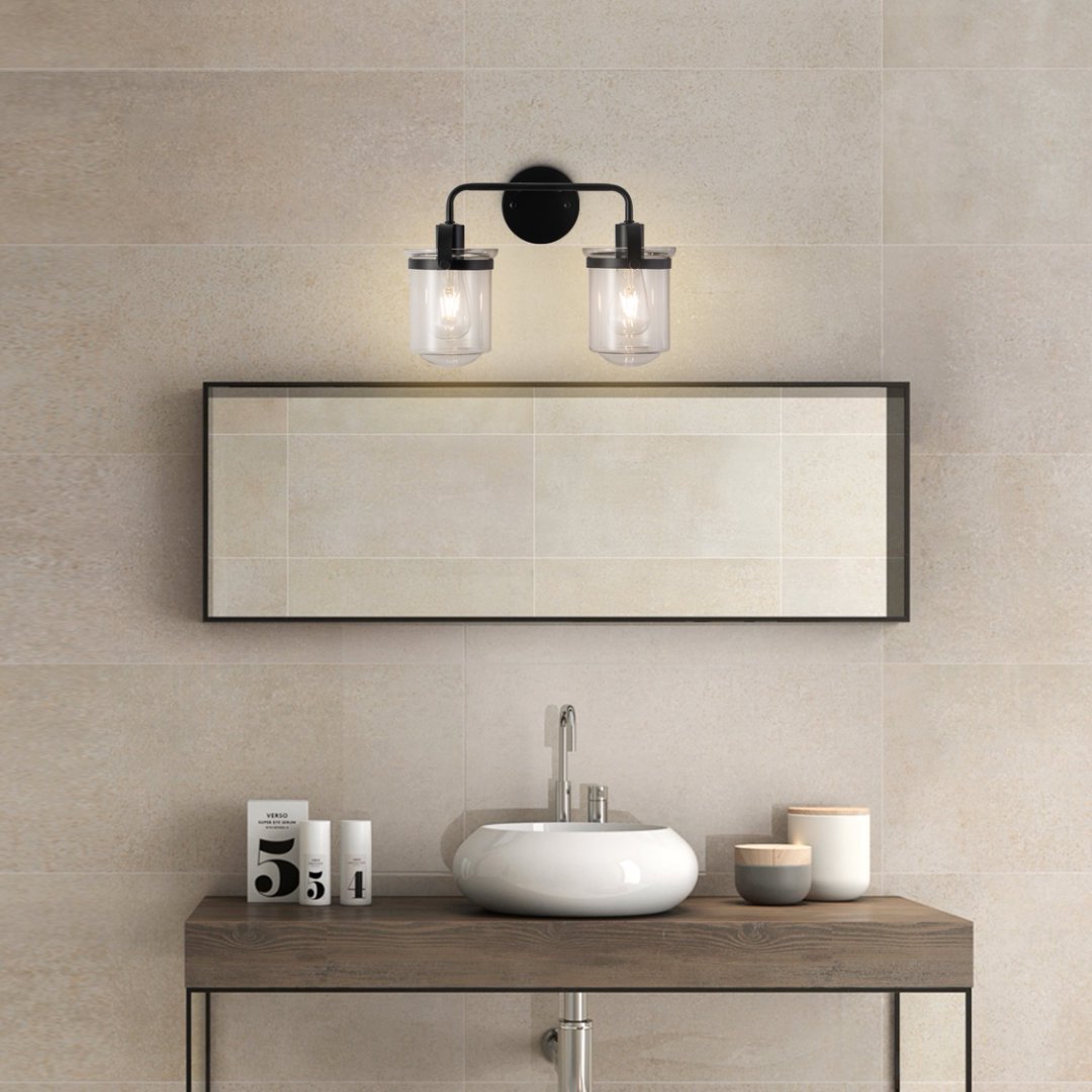 Viva Lúmina™ 2-Light Clear Glass Shade Modern Sconce – Illuminate with Sophisticated Simplicity